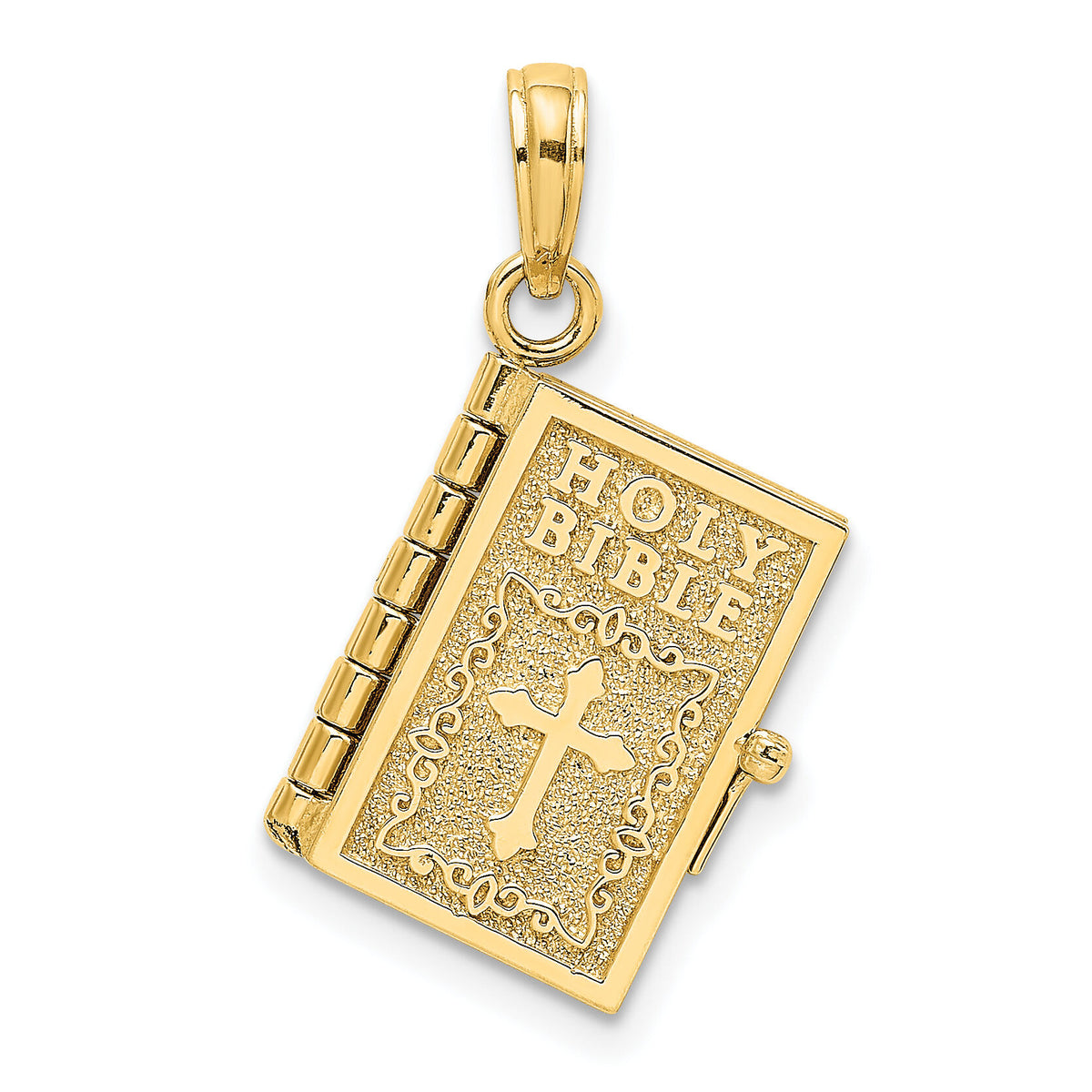 14K 3-D Moveable Pages Holy Bible w/ Lords Prayer Charm-K8323