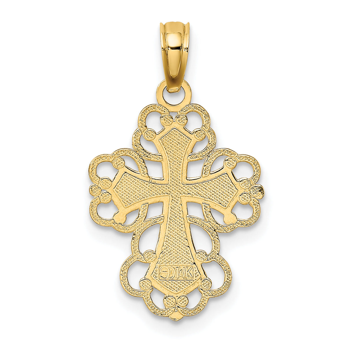 14K Beaded Lace Trim Cross Charm-K8324