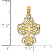 14K Beaded Lace Trim Cross Charm-K8324
