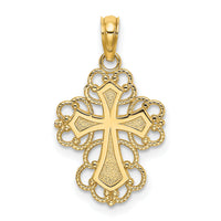 14K Beaded Lace Trim Cross Charm-K8324