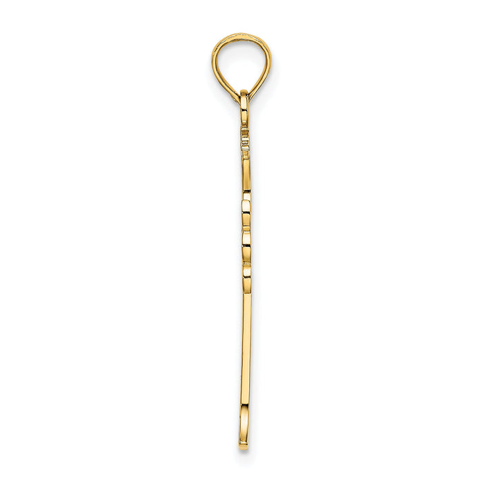 14K Double Sided Engraved Cross Charm-K8325