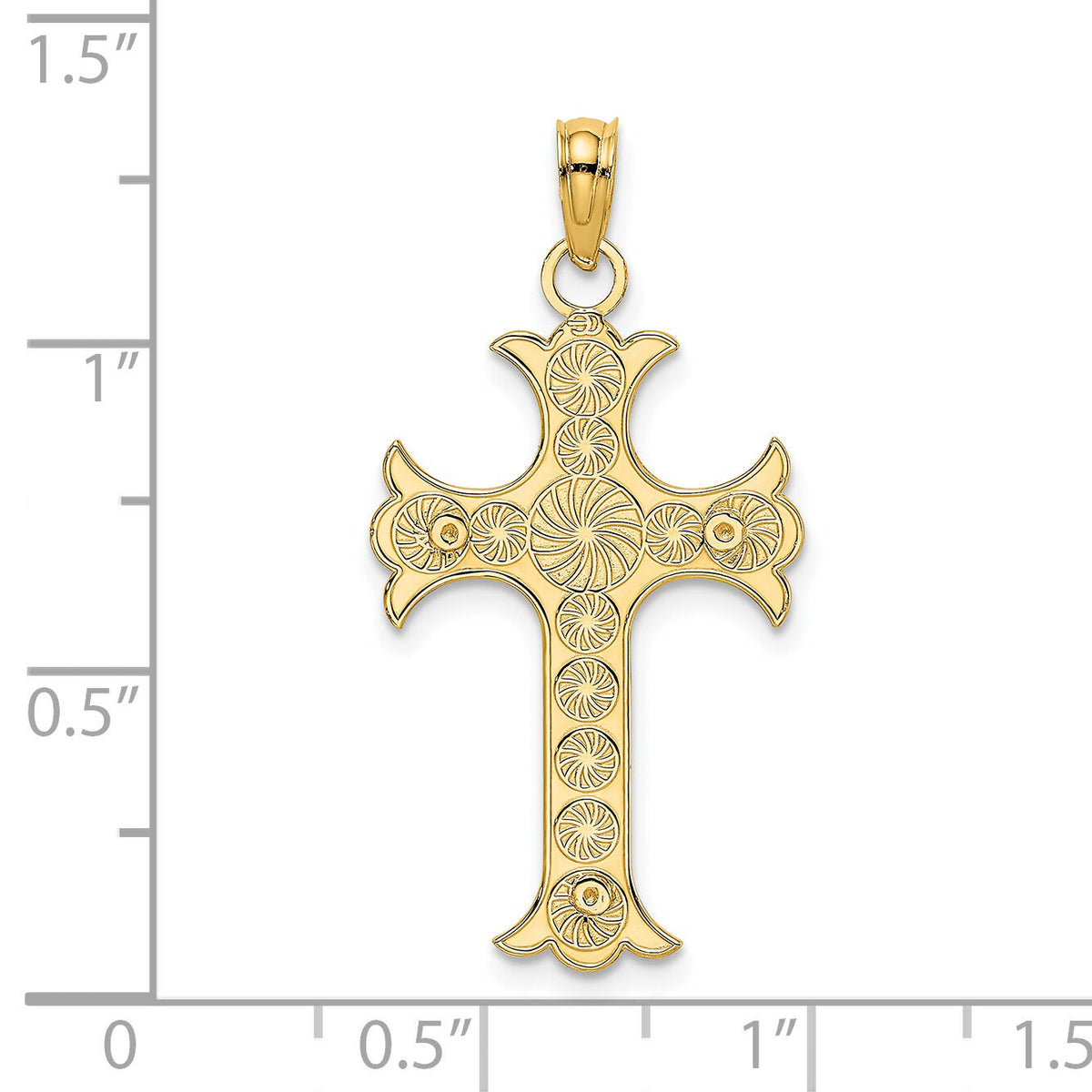 14K Double Sided Engraved Cross Charm-K8325