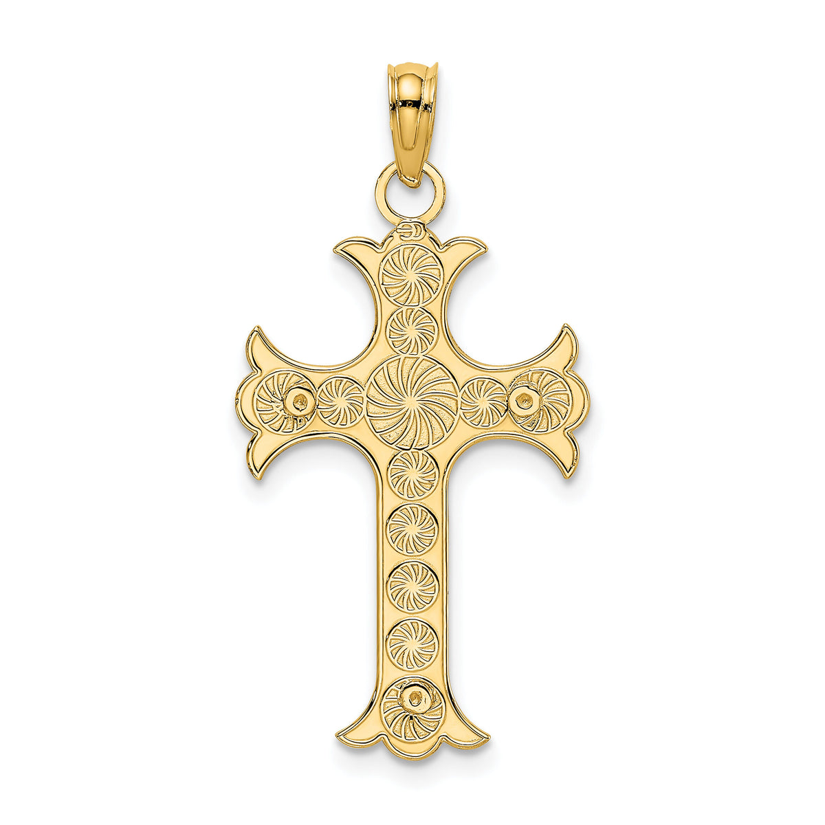 14K Double Sided Engraved Cross Charm-K8325