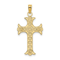14K Double Sided Engraved Cross Charm-K8325