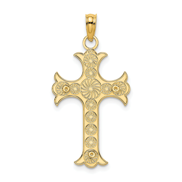 14K Double Sided Engraved Cross Charm-K8325
