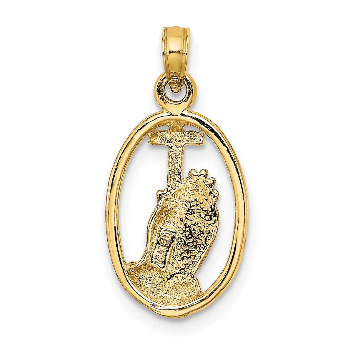 14K Praying Hands and Cross In Oval Charm-K8327