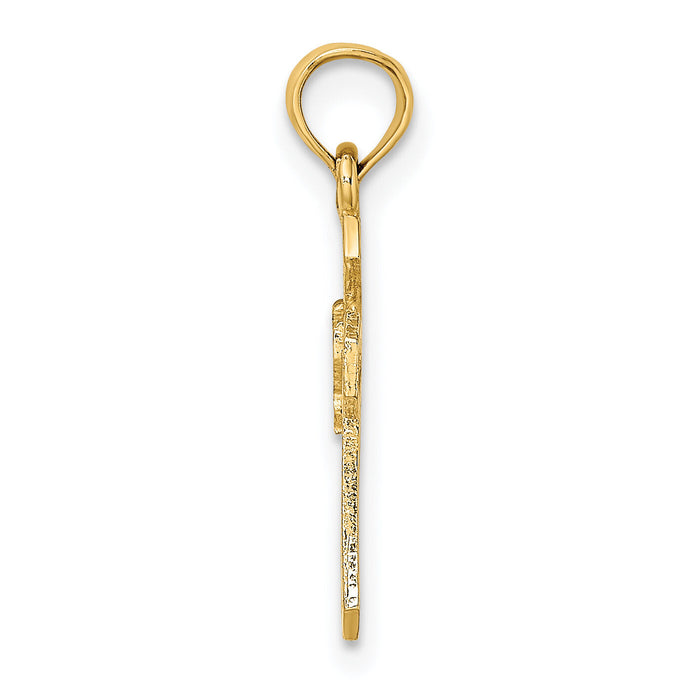 14K Cut-Out Cross w/ Dove Charm-K8329