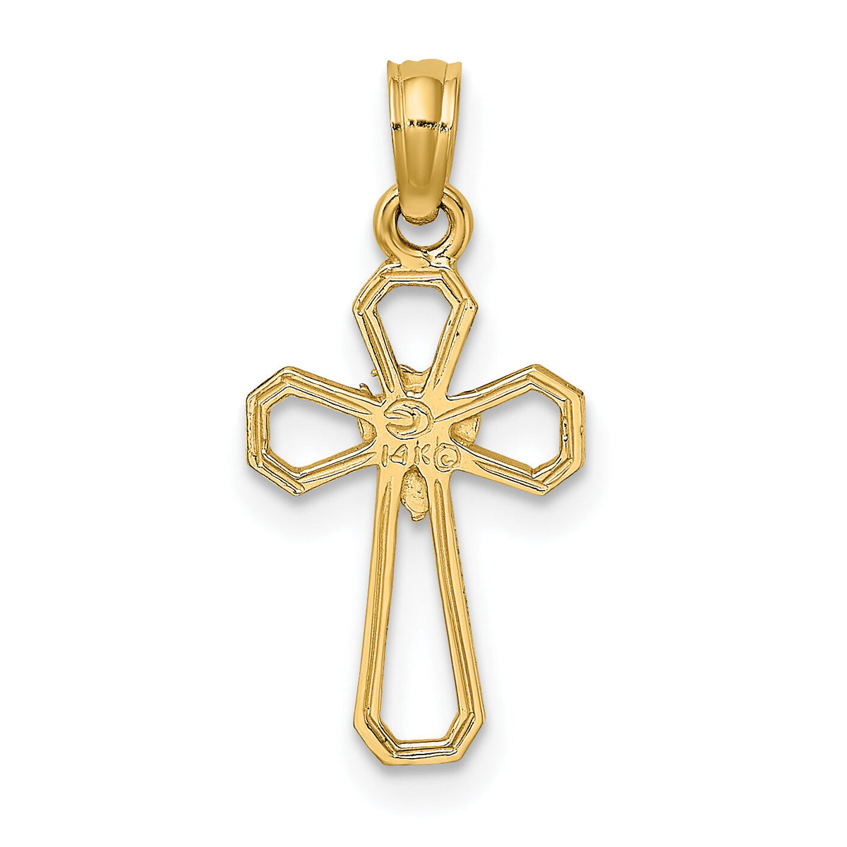 14K Cut-Out Cross w/ Dove Charm-K8329