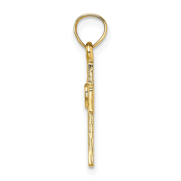 14K Cut-Out Cross w/ Heart Charm-K8331
