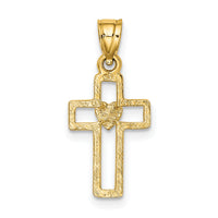 14K Cut-Out Cross w/ Heart Charm-K8331