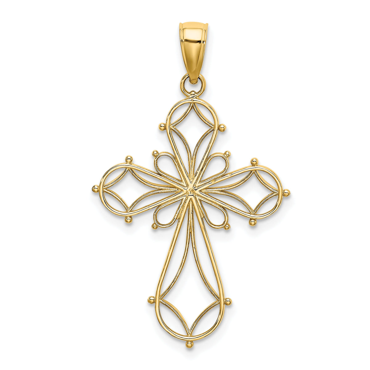 14K Cut-Out Shapes Fancy Cross Charm-K8332