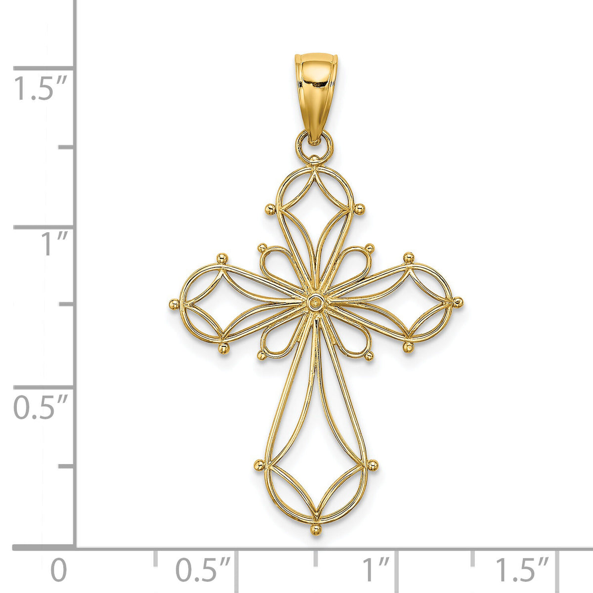 14K Cut-Out Shapes Fancy Cross Charm-K8332