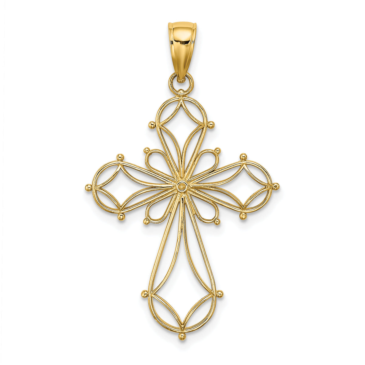 14K Cut-Out Shapes Fancy Cross Charm-K8332