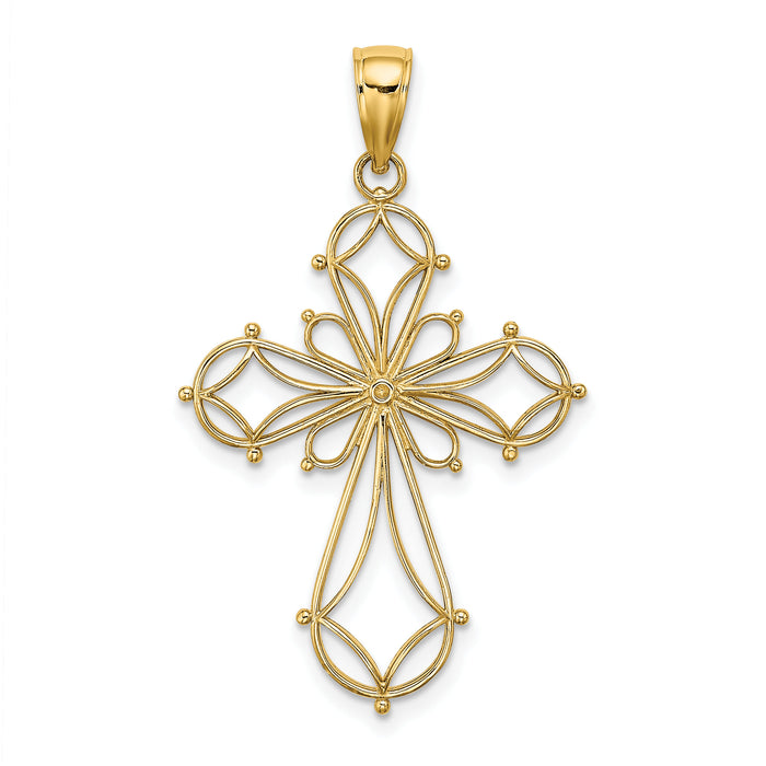 14K Cut-Out Shapes Fancy Cross Charm-K8332