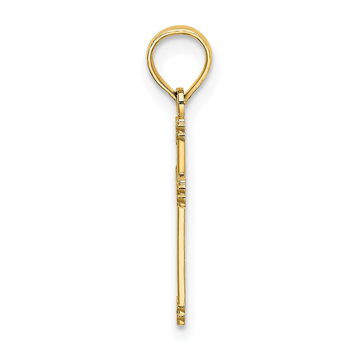 14K Textured w/ Center Heart Small Cross Charm-K8333