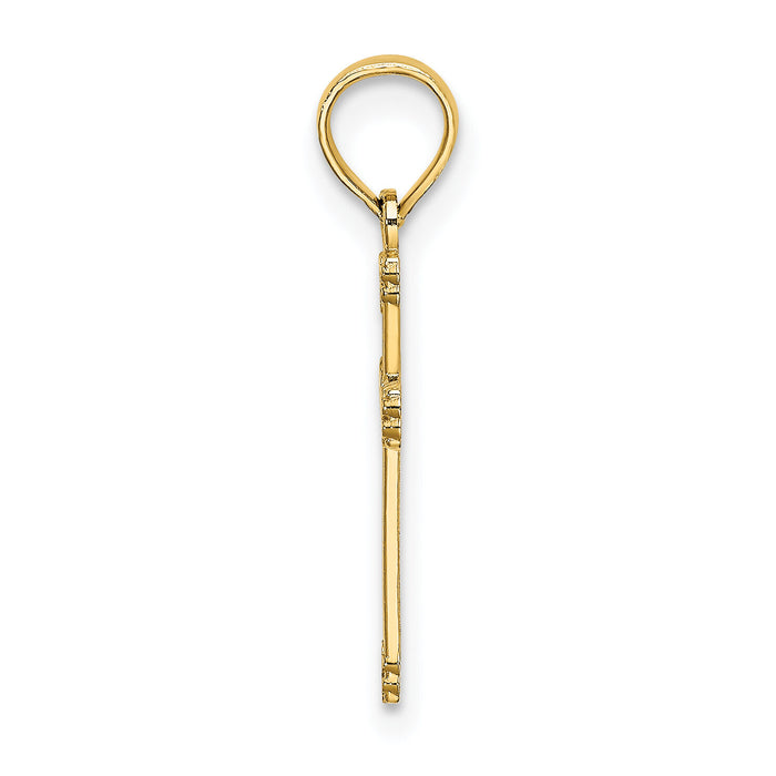14K Textured w/ Center Heart Small Cross Charm-K8333