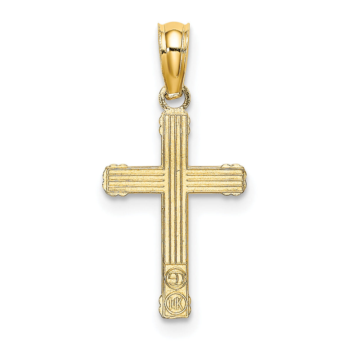 14K Textured w/ Center Heart Small Cross Charm-K8333
