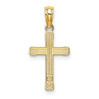 14K Textured w/ Center Heart Small Cross Charm-K8333