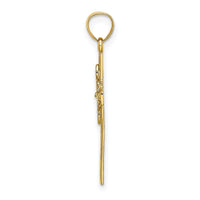 14K Cross w/ Flower Charm-K8336