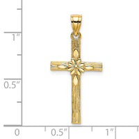 14K Cross w/ Flower Charm-K8336