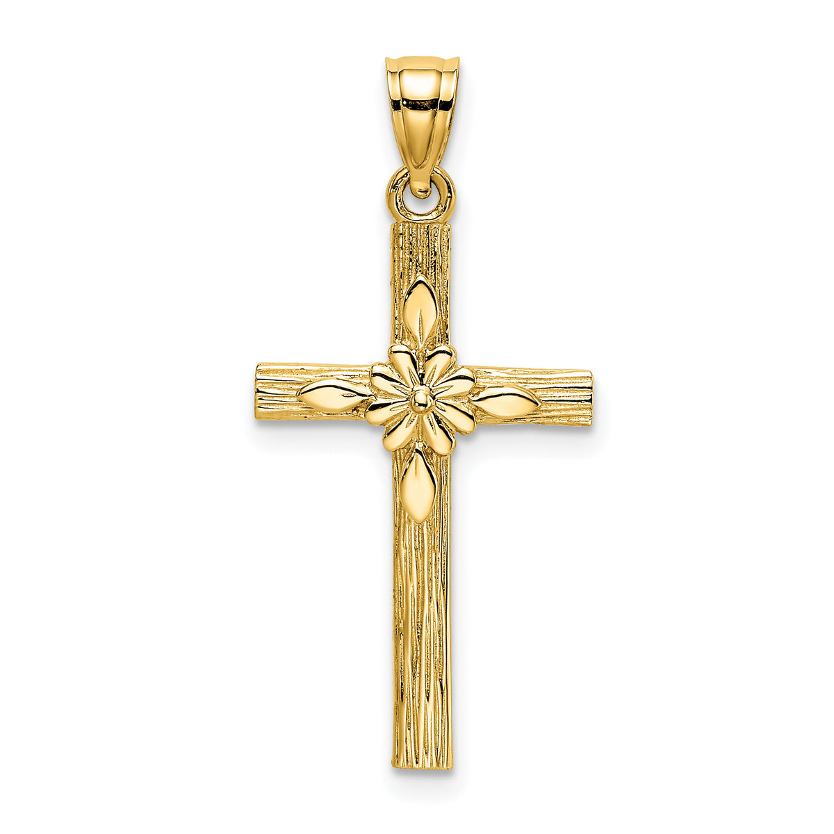 14K Cross w/ Flower Charm-K8336