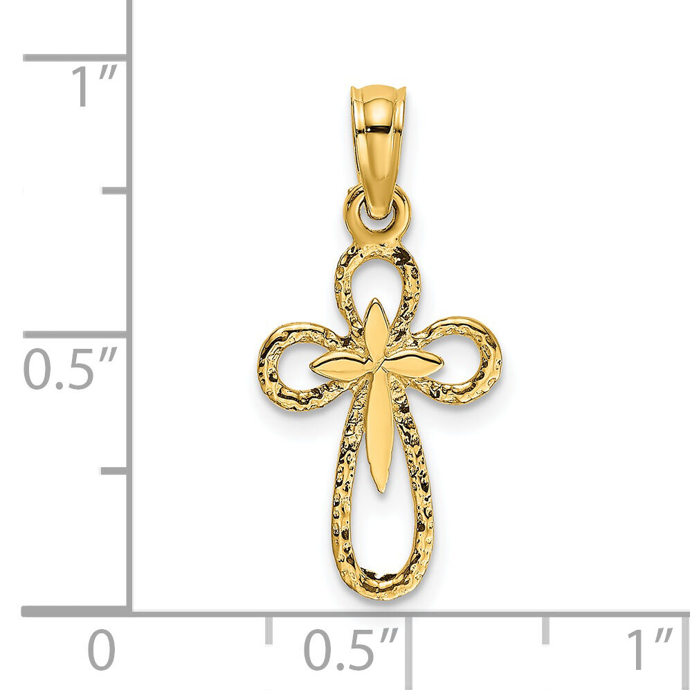 14K Cut-Out Cross w/ Small Interior Cross Charm-K8338