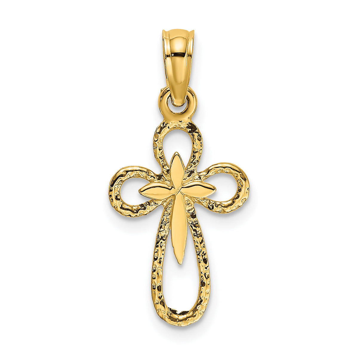 14K Cut-Out Cross w/ Small Interior Cross Charm-K8338