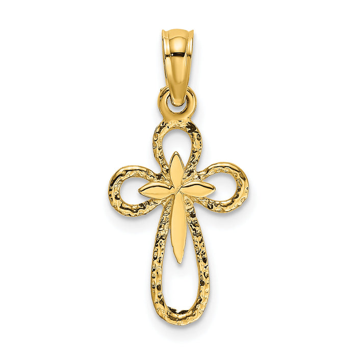 14K Cut-Out Cross w/ Small Interior Cross Charm-K8338