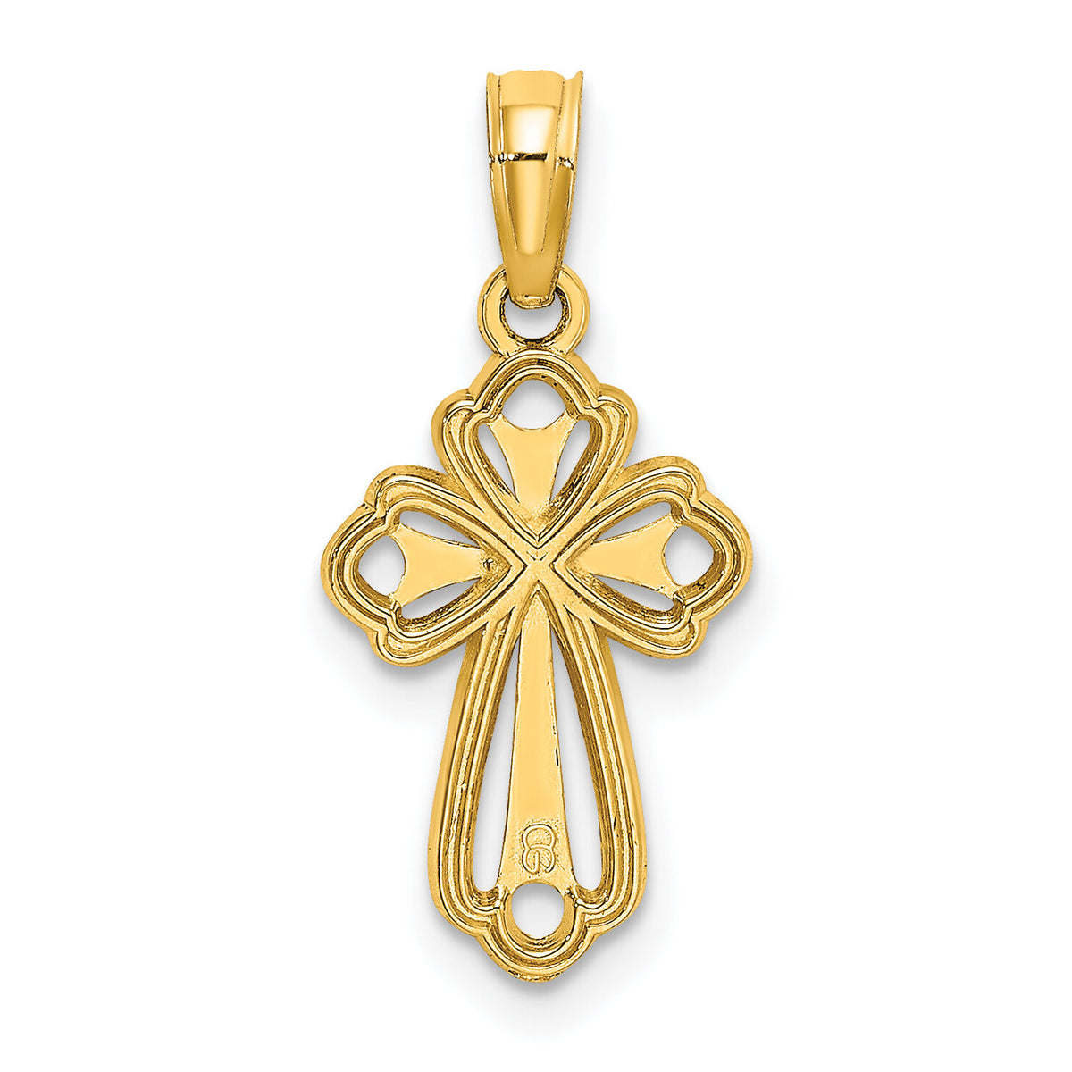 14K Cut-Out Polished and Textured Cross Charm-K8339