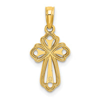14K Cut-Out Polished and Textured Cross Charm-K8339