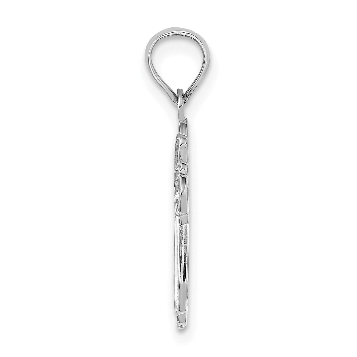 14K White Gold Cut-Out Polished and Textured Cross Charm-K8339W