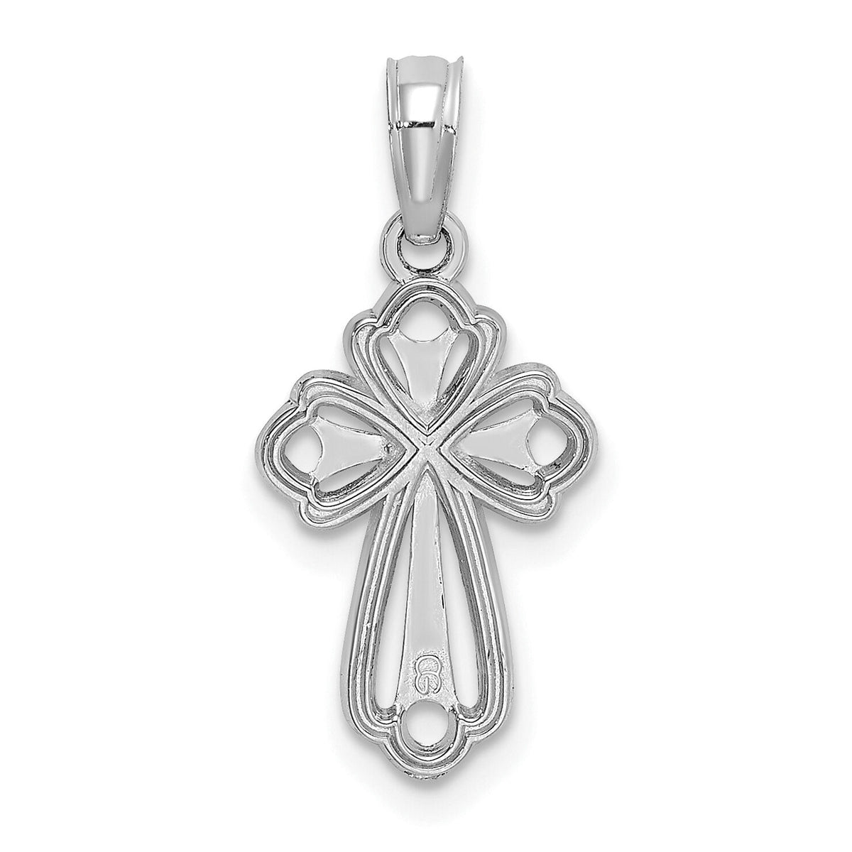 14K White Gold Cut-Out Polished and Textured Cross Charm-K8339W