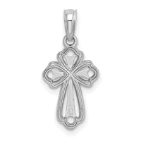 14K White Gold Cut-Out Polished and Textured Cross Charm-K8339W