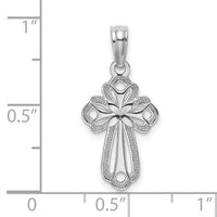 14K White Gold Cut-Out Polished and Textured Cross Charm-K8339W