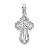 14K White Gold Cut-Out Polished and Textured Cross Charm-K8339W