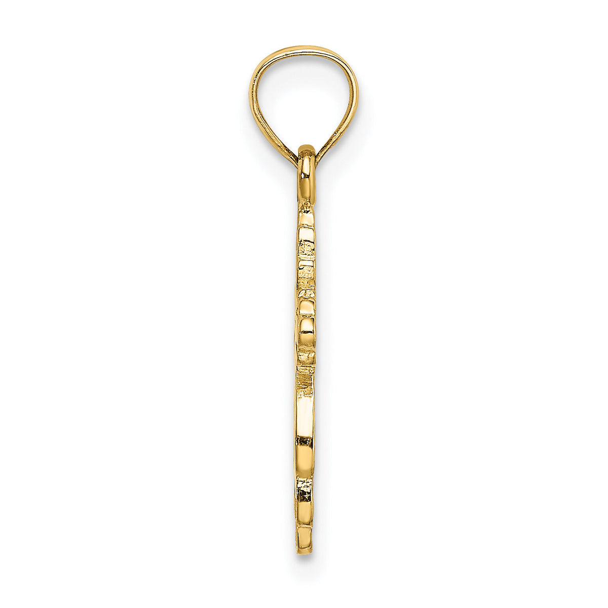 14K Solid Polished and Textured Cross Charm-K8340
