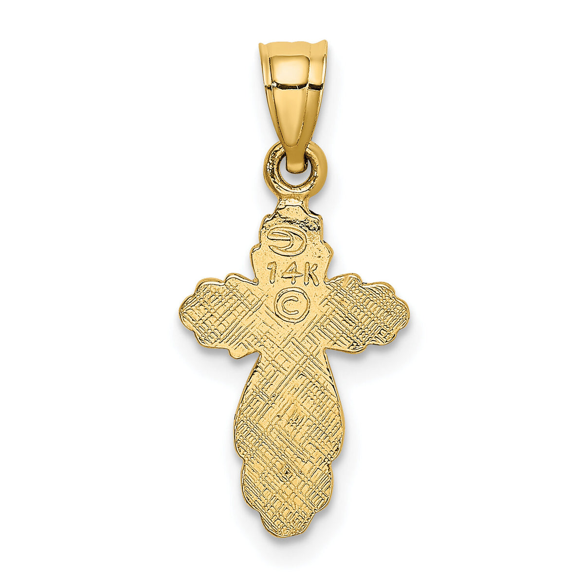 14K Solid Polished and Textured Cross Charm-K8340