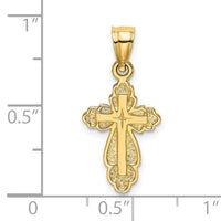 14K Solid Polished and Textured Cross Charm-K8340