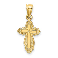 14K Solid Polished and Textured Cross Charm-K8340