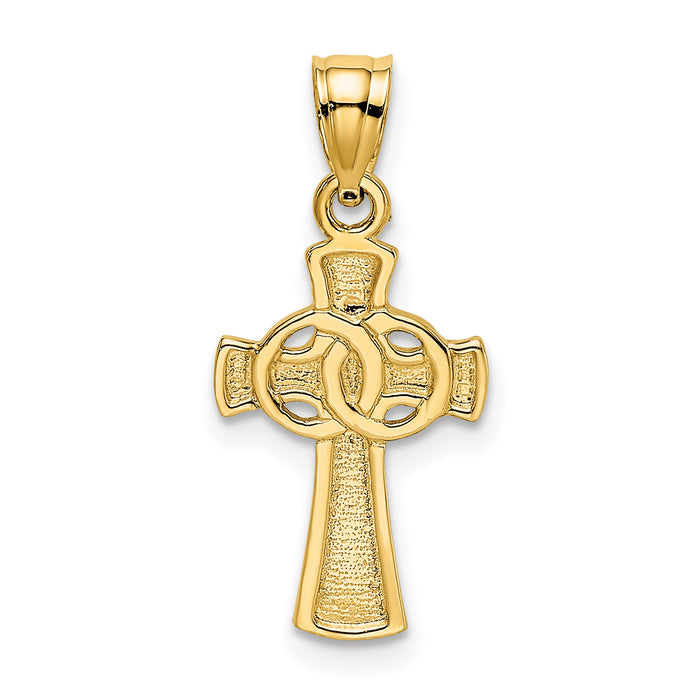 14K Solid Cross w/ Eternity Rings Cross Charm-K8343