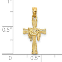14K Cross w/ Drape Charm-K8344