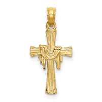 14K Cross w/ Drape Charm-K8344