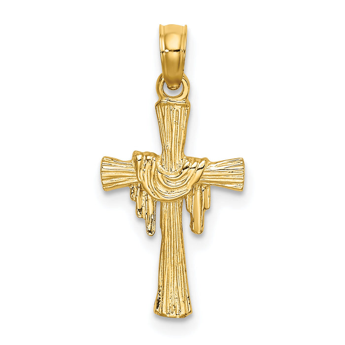 14K Cross w/ Drape Charm-K8344