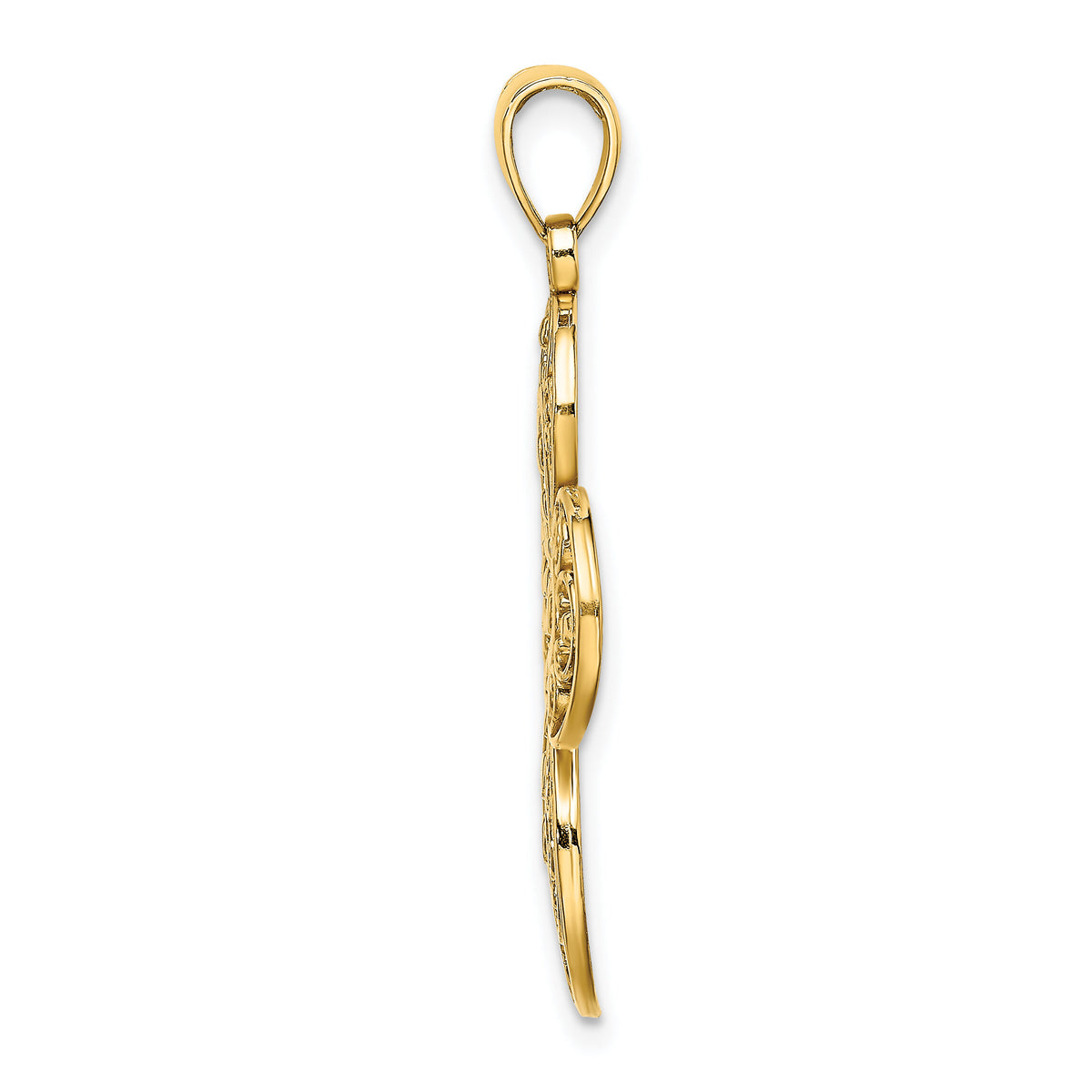 14K Cut-Out w/ Rounded Tips Filigree Cross Charm-K8346