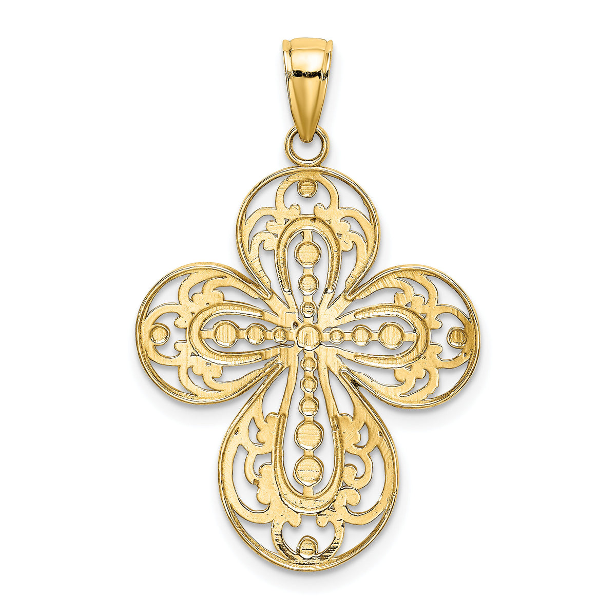 14K Cut-Out w/ Rounded Tips Filigree Cross Charm-K8346