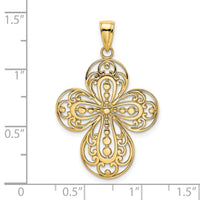 14K Cut-Out w/ Rounded Tips Filigree Cross Charm-K8346