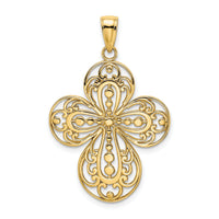 14K Cut-Out w/ Rounded Tips Filigree Cross Charm-K8346