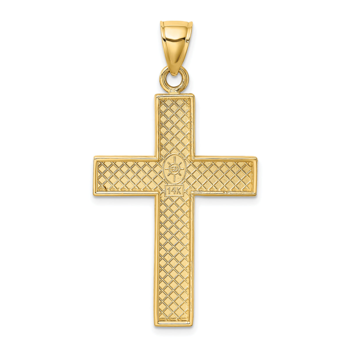 14K Polished Large Block Cross w/Open Back Charm-K8347