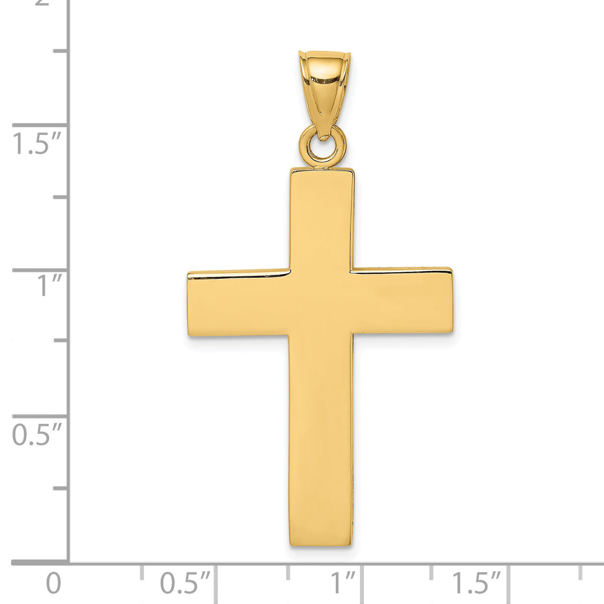 14K Polished Large Block Cross w/Open Back Charm-K8347