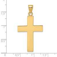 14K Polished Large Block Cross w/Open Back Charm-K8347